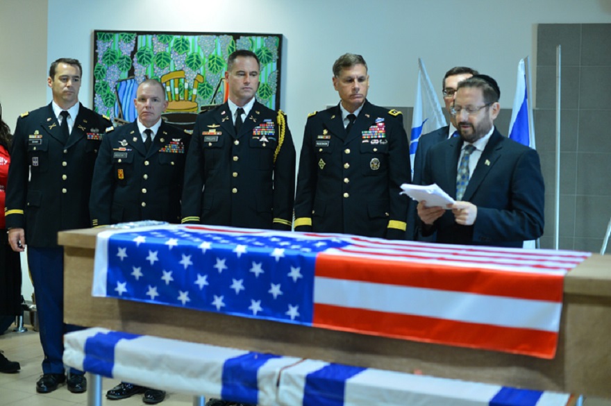 MK Dov Lipman participates in a goodbye ceremony for the American citizen killed in a stabbing terror attack in Jaffa this week, as his body is sent back to be buried in the United States, at the Ben Gurion Airport in Tel Aviv, March 11, 2016. Photo by Flash90 *** Local Caption *** ???? ??????? ???? ???? ????? ????? ???