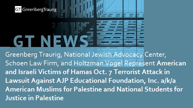 Lawsuit filed on behalf of American and Israeli Victims of Hamas Oct. 7th Terrorist Attack Against AJP Educational Foundation, Inc. a/k/a American Muslims for Palestine and National Students for Justice in Palestine thumbnail