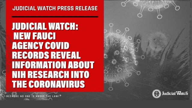 Judicial Watch: New Fauci Agency COVID Records Reveal Information about NIH Research into the Coronavirus thumbnail