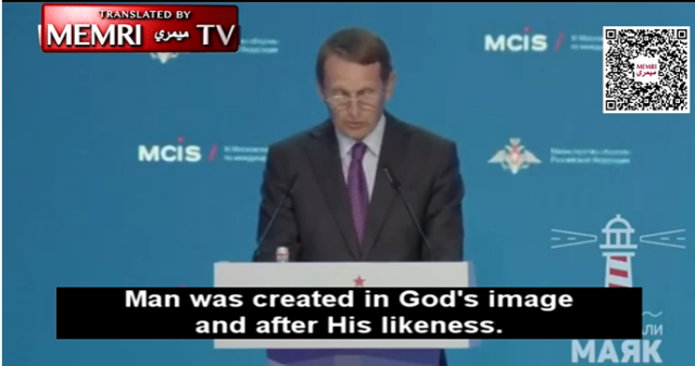 Russian Foreign Intelligence Service Director Sergey Naryshkin: Man Was Made In God’s Image, But The West Aims To Replace Him With ‘Transgenders’, ‘Biomechanoids’ thumbnail