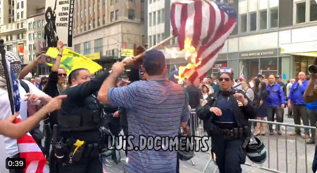 NYC: Pro-Hamas protestors scream ‘Death to America,’ burn American flag thumbnail