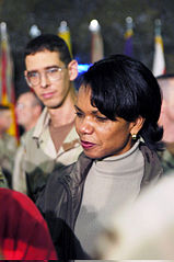US_Navy_031127-A-7275M-004_Dr._Condoleezza_Rice,_National_Security_Advisor,_speaks_with_1st_Armored_Division_soldiers_during_a_Thanksgiving