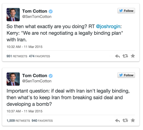cotton tweet on iran