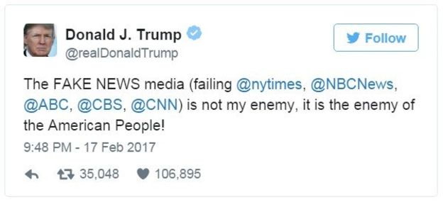 fake-news enemy of the people tweet