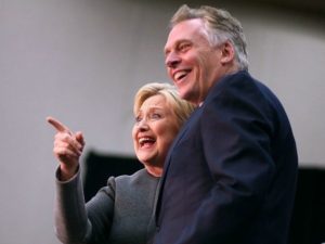 Hillary Clinton campaigning with long time ally Terry McAuliffe, governor of Virginia.