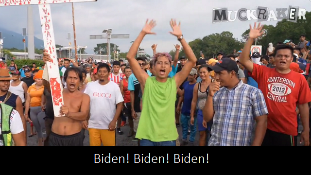 Illegal aliens chant ‘Biden, Biden, Biden’ as they approach U.S. border thumbnail