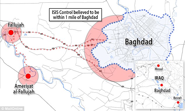 map isis one mile from bagdad