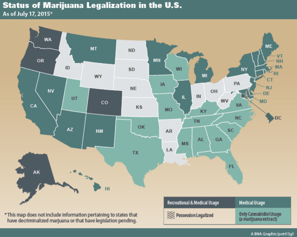 map of marijuana use in America