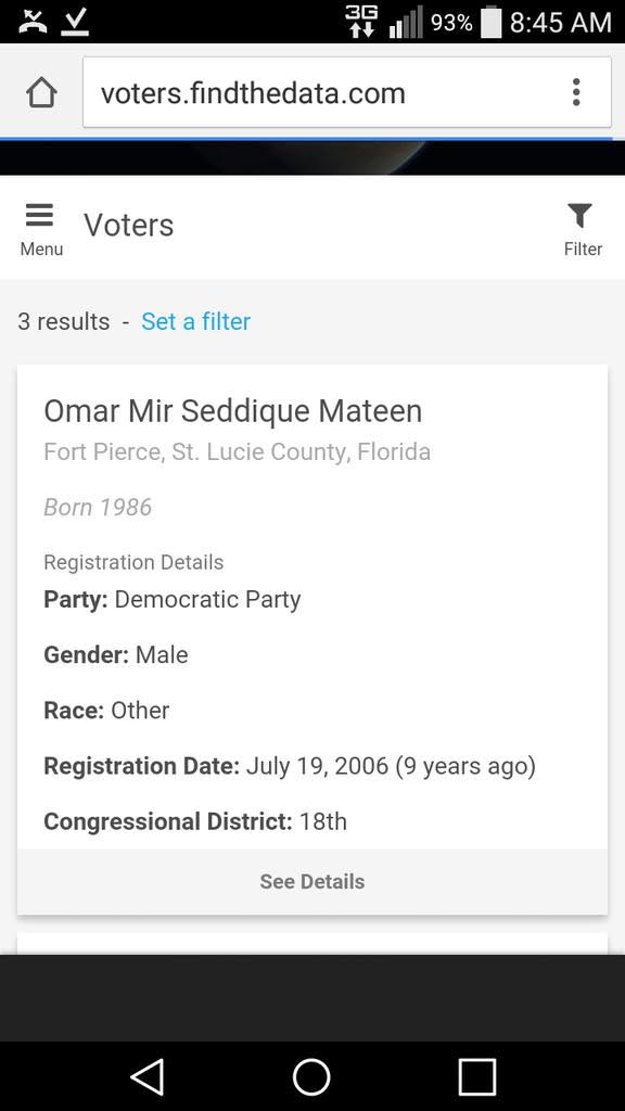 omar mateen democrat registration
