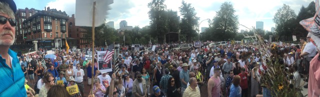 panorama of boston stop Iran rally