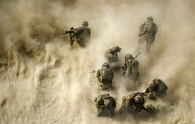 soldiers in dust storm
