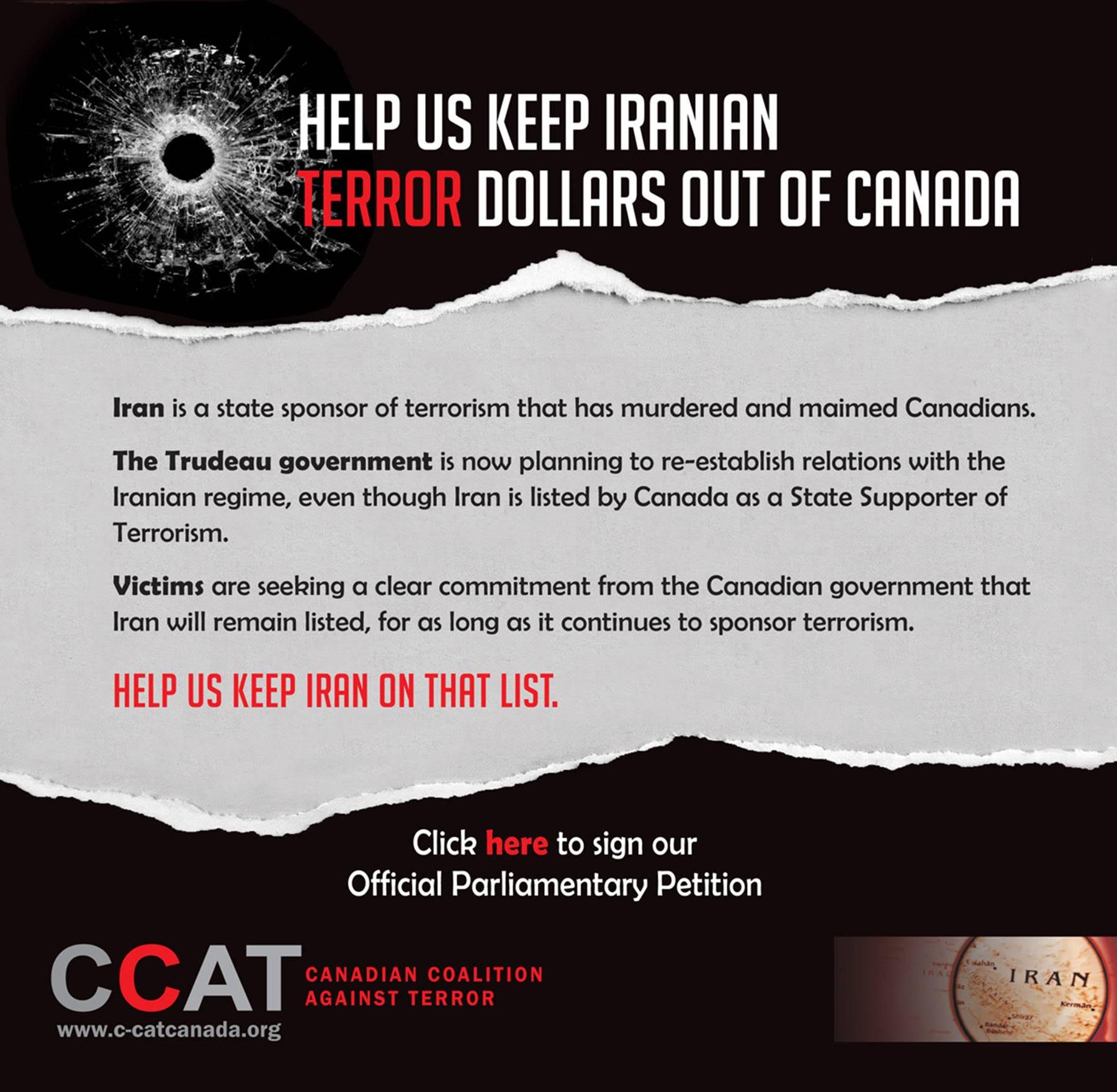 terror dollars out of canada petition