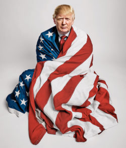 trump wrapped in us flag